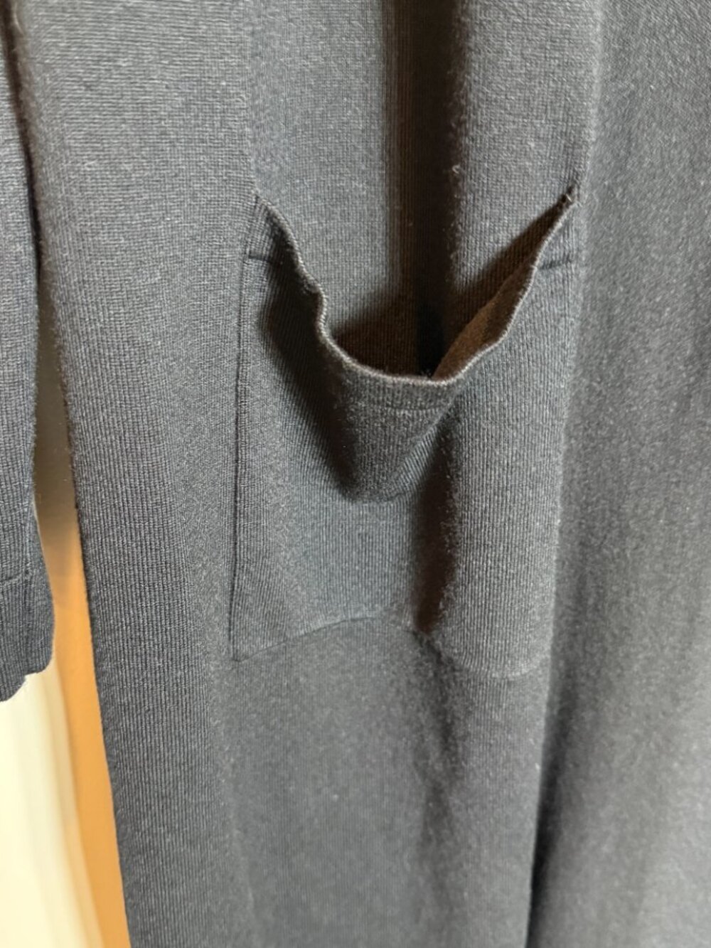 Magaschoni Open Front Longline Duster Cardigan Sweater Womens XL Black Chic NWOT - Picture 8 of 13